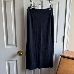 zara navy blue midi sweater skirt